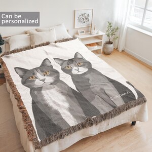 Cat Minimalist Woven Blanket, Cat blanket, Throw Blanket, Tapestry blanket, Minimalist decor, Personalized gift, Cat, Woven blanket, couple