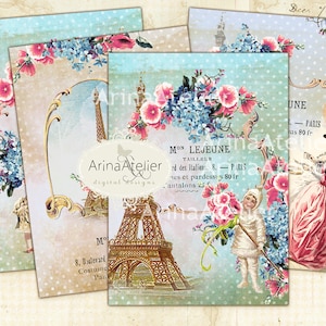 Shabby Chic Paris ATC Cards - Digital Tags - Digital Download Sheet - Shabby chic cards - Paris Digital Images