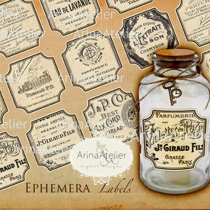 Ephemera Labels - Collage Sheet - Download Collage Sheet - Vintage Labels - French Ephemera Tags