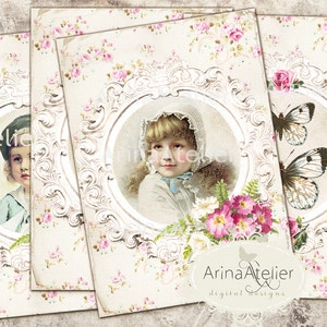 Cards Shabby Chic Emotions - Collage Digital Sheet - Scrapbooking Supplies- Paper Handcrafts - Digital Cards - Collage Tags - Shabby Chic