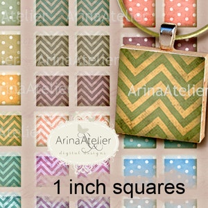 Squares 1 inch Geometric -Collage 1 inch Squares - Digital Collage Sheet for 25 mm Earrings - Bottlecaps - Pendants - Magnets
