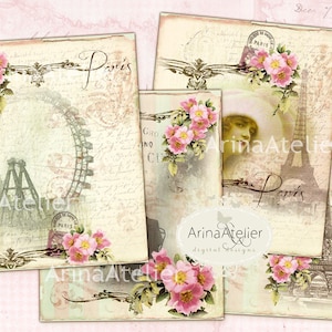 In Paris ATC Cards - Collage Cards -  Digital Collage Sheet -  Download Digital Collage Tags