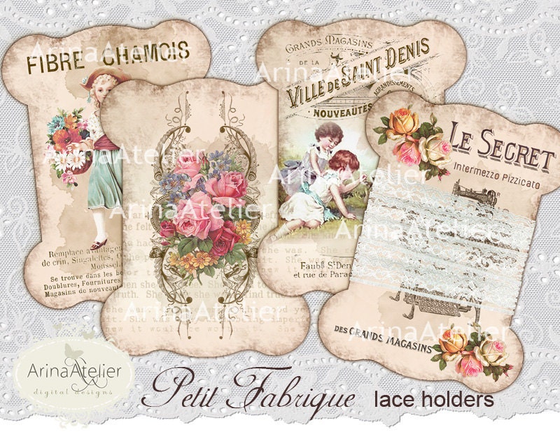 Petit Fabrique Lace Holders - 3x4 inch - Digital Holders - Digital Tags - Digital Labels - Gift Tags