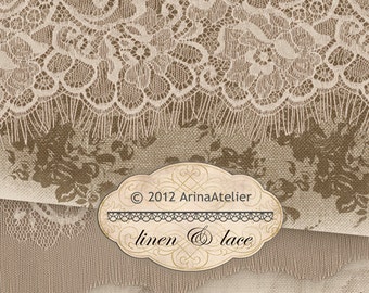 Lace and Linen Textures - Digital Scrapbooking Papers  Fabric Textured Papers Sack Feedsack Background Web Design Blog Linen