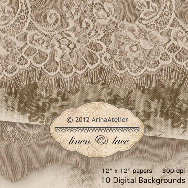 Lace and Linen Textures Digital Scrapbooking Papers Fabric Textured