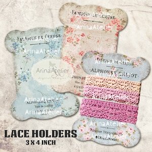 LACE HOLDERS Vintage Scent - 3x4 inch -  Digital Collage Sheet Printable - jpg Download - Gift Tags - Hang Tags - Shabby chic Flowers Tags