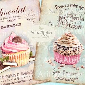 Shabby Chic Patisserie Set no.2 - Large Images - Backgrounds - 5x7 inch - Digital Print - to print on- Tote, Bags, t-shirts Download