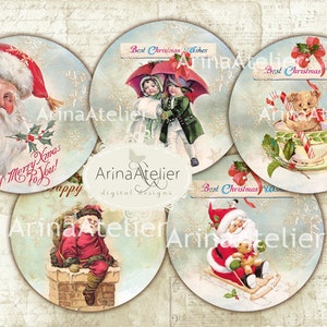 Holiday Circles 2,5 inch - Circle microslides - 2 inch circles - digital collage sheet - pocket mirrors, tags, scrapbooking, cupcake toppers