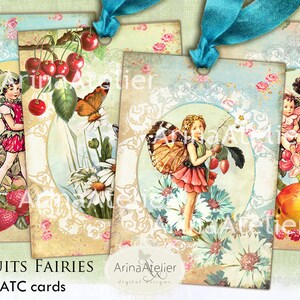 Fruits Fairies ATC Cards  - Digital Tags - Digital Download Sheet - Shabby chic cards - Digital Collage - Victorian Cards