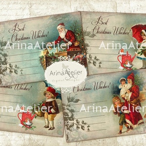 Tags Notes for Santa Claus - Digital Tags - set tags - Digital Images - ATC cards - digital download - Digital labels
