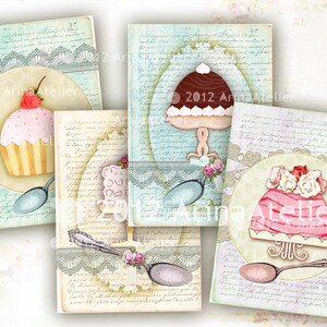 Shabby Chic Cakes - Digital ATC Cards - Tags - Download Collage Sheet - Printable Sheet