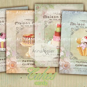 CARDS Cakes - Digital Collage Sheet - Digital Download Prints, cards, Digital Download Sheet, Digital tags, Digital printable - Scrapbooking