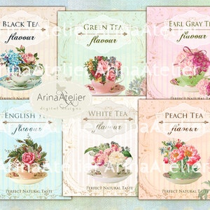 Time for Tea Labels - Custom Labels - Digital Collage Sheet -  printable - download - Digital Shabby chic - Scrapbooking