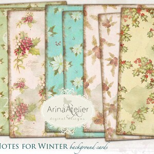 Notes for winter Background Papers Set - Digital Papers - Vintage Backgrounds - digital scrapbooking - set of 4 - Printable Download
