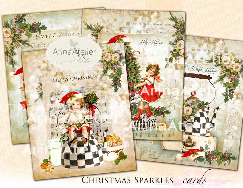 Christmas Sparkles ATC Cards - Christmas Digital Images - Digital Tags ...