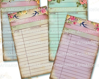 Vintage Library Cards Set - Tags - Download Collage Sheet - Printable Sheet