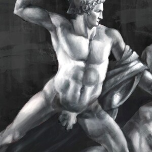 Theseus Sieg über den Centaur etsy digitale Kunst Kriegerin Frau Kunstdruck digitale Kunst digitale Kunst zum Verkauf digitale Kunst auf Leinwand digital