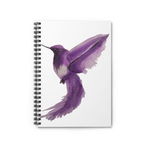 Hand Painted Hummingbird Spiral Notebook - Ruled Line, Journal, Sketchbook, Notepad, Gift for Bird Lovers, Nature Inspired Stationery