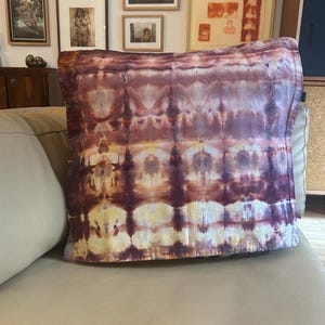 Deep red, burgundy, and pale yellow throw pillow made by hand! Beautiful & unexpected colors in a Rorschach pattern on 100% cotton. 19x19"