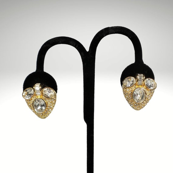 Black Swan with Crystal Pierced Ear Studs Earrings stainless. - 324332