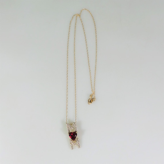 Vintage 10K Yellow Gold + Ruby MOM Pendant and Ne… - image 2