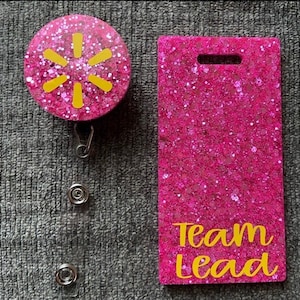 Pink Spark Retractable Name Badge Reel ID Card Holder Customizable Badge Buddy Badge Reel Accessories
