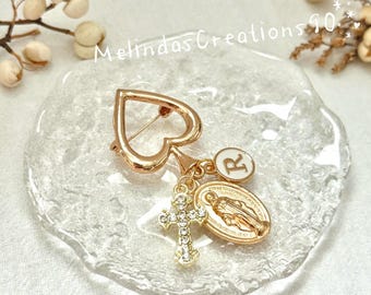 Custom Catholic baby gift, Custom Baptism gift, Custom Christening gift, Baby Gift, Virgin Mary charm, Baby Shower Gift, Baby Protection pin