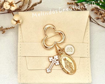Custom Catholic baby gift, Custom Baptism gift, Custom Christening gift, Virgin Mary charm, Baby Shower Gift, Baby Protection pin, Baby Gift