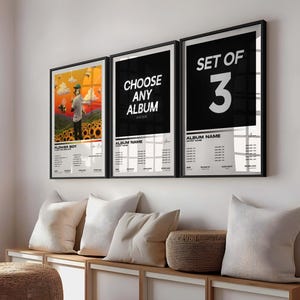 Set of 3 Custom Digital Album Poster | Choose Your Own Album | Personalized Print | Wall Album Cover Art | Home Decor | Custom Music Gift
