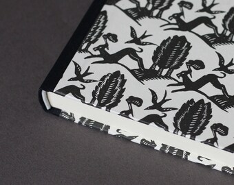 Greyhound journal in black and white • dotted pages • vintage patterned paper by Cambridge Imprint