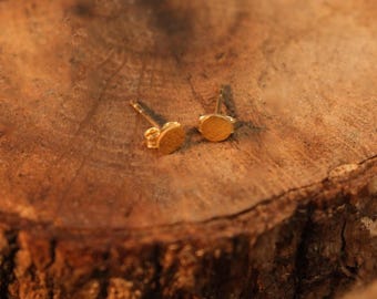 14k Solid Gold Dot Ohrstecker: Minimalistische Scheibenohrringe