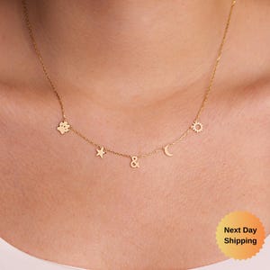 Symbol Halskette, personalisierte Namen Halskette, Buchstabe Halskette, Gold Halskette, Minimalist Schmuck, Valentinstag Geschenk, Geburtstag Geschenk, SymbolStern