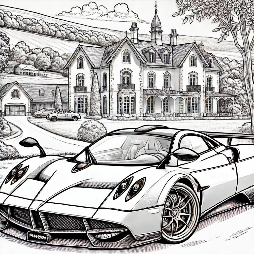 スーパーカーぬりえ：30台の高速車のイラスト（デジタル版） - Etsy 日本, image size:1024x1024