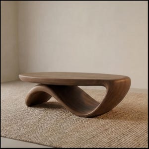 Modern Sculptural Wood Coffee Table, Handmade Solid Wood Center Table, Organic Curved Coffee Table, Contemporary Living Room Furniture