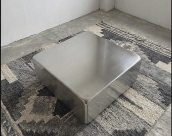 Polished Metal Coffee Table, Modern Steel Coffee Table, Minimalist Low Coffee Table, Stainless Steel Table, Gold Steel Coffee Table