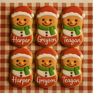 Personalized Santa Cookies – Custom Name Christmas Cookies, Holiday Sugar Cookies, Decorated Gingerbread Gift Set