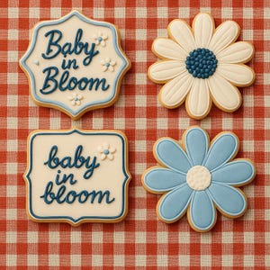 2 dozen Baby in Bloom Sugar Cookies – Floral Baby Shower Decorated Cookies for Spring and Garden Celebrations