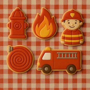 2 dozen Firefighter Theme Sugar Cookies – Fire Truck and Rescue Decorated Cookies for Kids Birthday or Party Favors