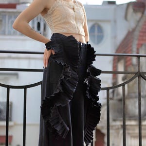 Fashionable Jeans, Extravagant Denim Jeans, Streetwear Fashion, Pleated Jeans, Denim Pants, Symmetric Jeans, Decorated Pants, Black Trousers