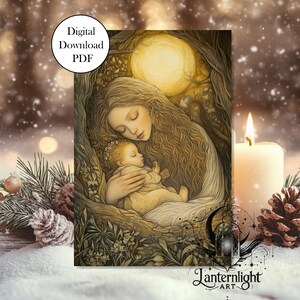 Mutter und Kind Karte - Naturinspiriertes Familien Motiv Weihnachten - Baby Geburt