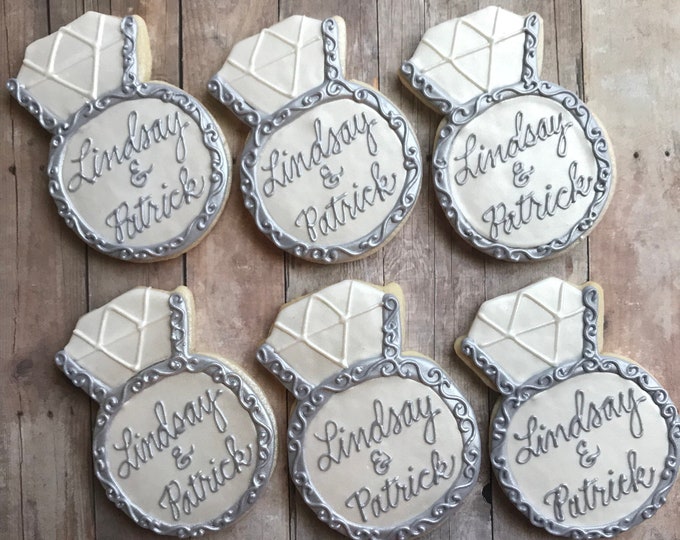 Fancy Engagement Ring Cookies SILVER-1 Dozen