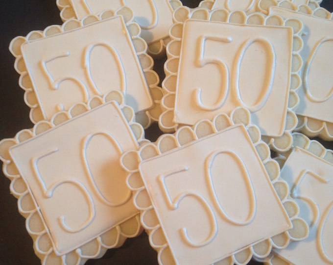 50th Anniversry Cookie Favors-1Dozen  ***Minimum 2 Weeks for Delivery***