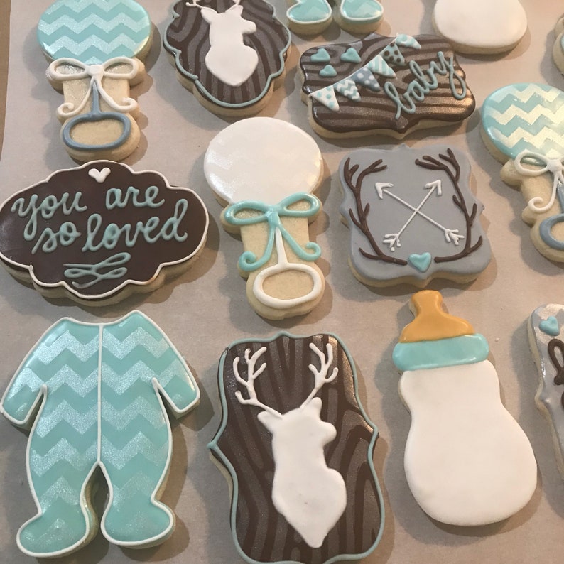 Woodland Baby Shower Cookies 1 Dozen Etsy Woodland Baby Shower Cookies 1 Dozen Etsy