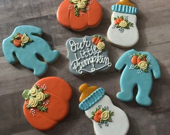 Our Little Pumpkin Baby Shower Cookies - 1 Dozen