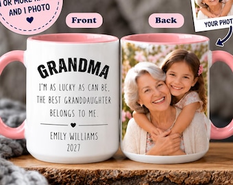 Personalized Grandma Grandpa Mug with Photo, Custom Grandkids Names Coffee Cup, Christmas Gift for Grandparents, Nana Papa Birthday Gift
