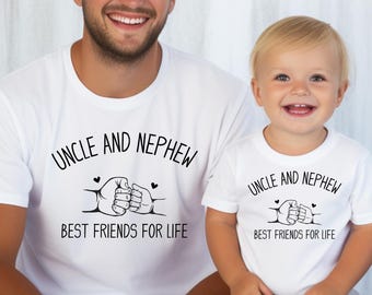 Uncle Nephew Matching Shirt Set: Minimalist Line Art Gift