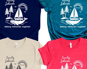 Personalized Family Cruise Shirt, Custom Last Name Matching Vacation Tee, Making Memories Together Shirt for Adults and Kids