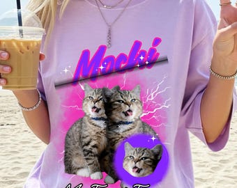Custom Pet Shirt 90s Vintage Bootleg Pet Photo T-shirt Personalized Dog Mom Shirt Custom Cat Rap Tee Retro Pet Memorial Gift Comfort Colors