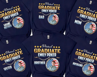 Custom Marine Graduation Family Shirts, Personalized Photo Family Matching Tee, Proud Mom Dad Graduation Gift, Proud Family Boot Camp Gift