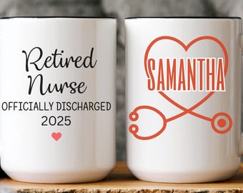 Personalized Retired Nurse Mug: Custom Name & Year Retirement Gift